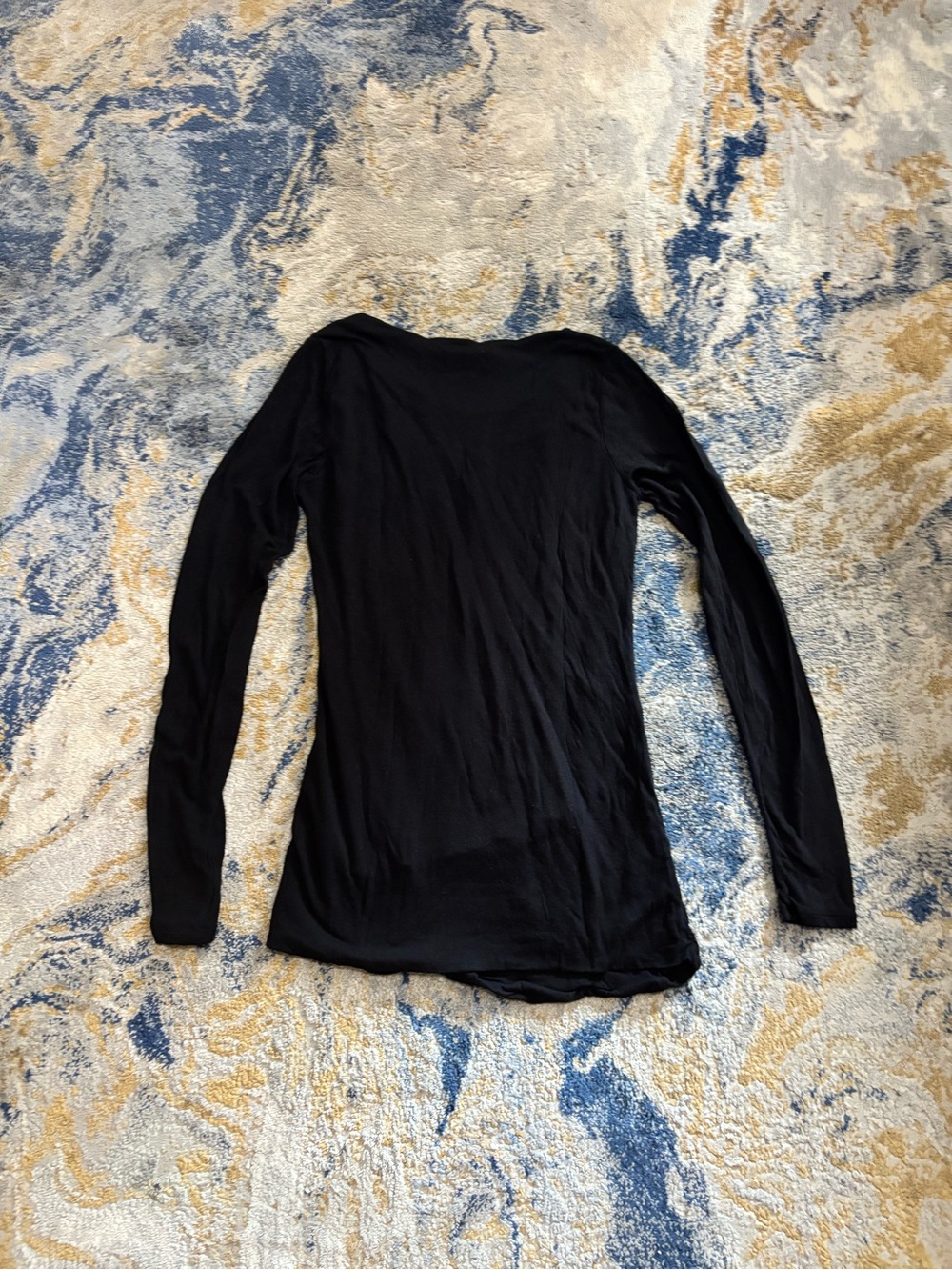 DKNY Black Long-Sleeve Ruffle Front Tee - Picture 4 of 6